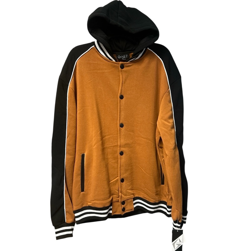 G-NET NWT Men’s Full Snap Button Front Closure Hooded Varsity Jacket Size XL